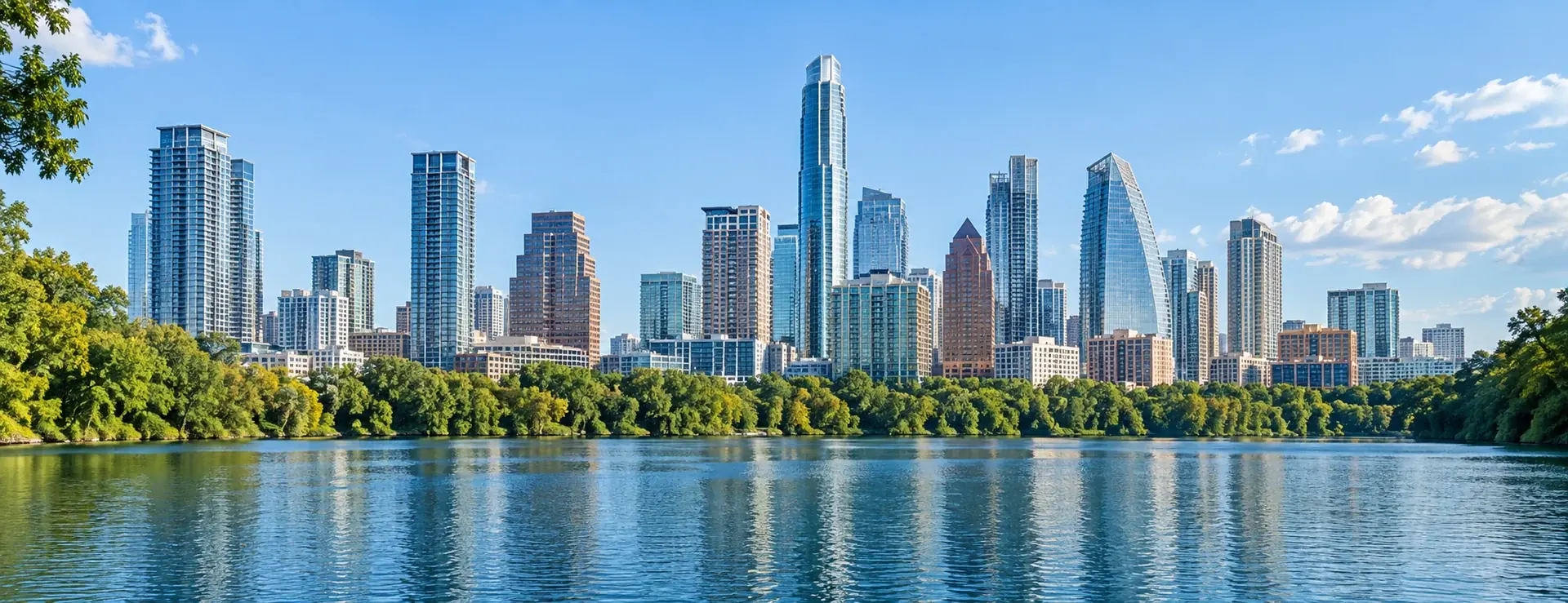 Austin’s skyline across Lady Bird Lake